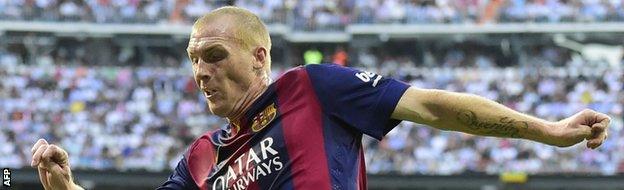 Barcelona's Jeremy Mathieu