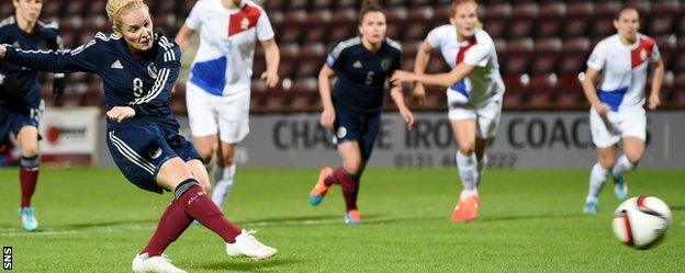 Kim Little scored from the spot to haul Scotland back into the play-off tie against the Netherlands