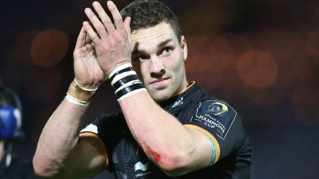 George North applauds the crowd at Northampton