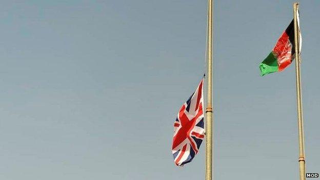 British flag at half mast