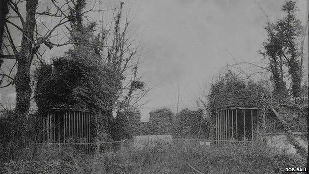 Remains of menagerie enclosures and cages at Dreamland