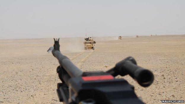 Heading out into the desert on his first mission.