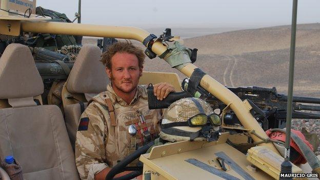 Mauricio sitting in his Jackal vehicle during his first tour in 2008.