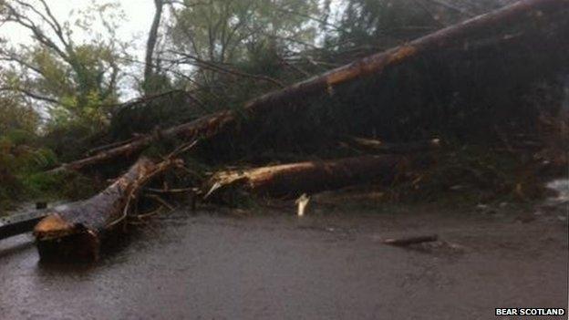 Landslips and fallen trees have blocked the A82