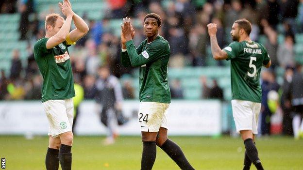 The Hibs players experienced a familiar feeling against Hearts