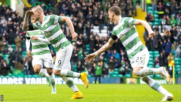 John Guidetti celebrates scoring against Kilmarnock