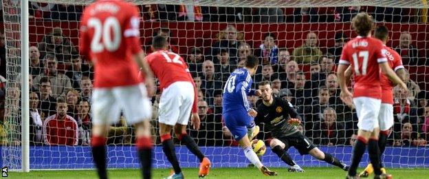 David de Gea saves from Eden Hazard