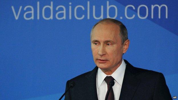 Russian President Vladimir Putin speaks at Valdai Club, 24 Oct 14