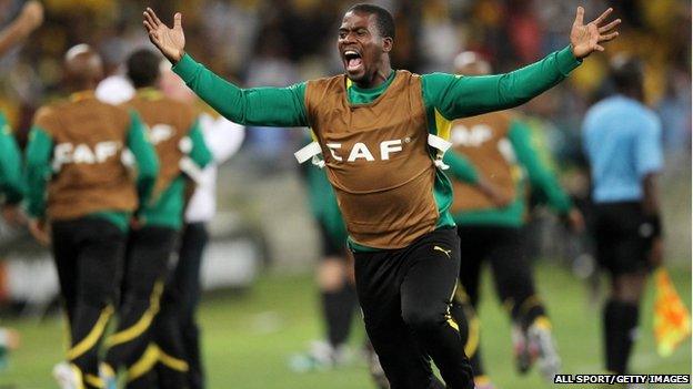 Senzo Meyiwa of South Africa during the 2013 Orange African Cup of Nations in Durban, South Africa on 27 January 2013