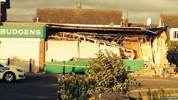 Damaged Budgens store in Kettering