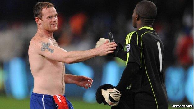 Meyiwa swapped shirts with Wayne Rooney when Manchester United played the Orlando Pirates in a pre-season friendly in 2008.