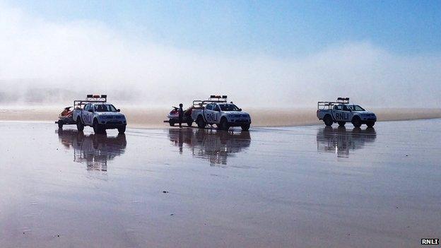 RNLI lifeguards on duty in Jersey