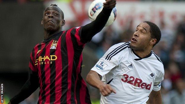 Mario Balotelli and Ashley Williams