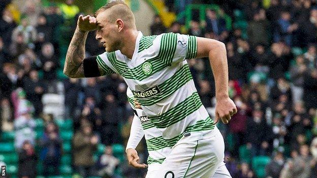 Celtic striker John Guidetti celebrates his goal against Kilmarnock