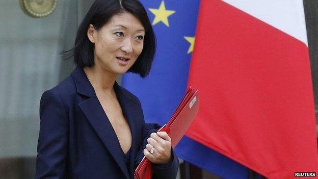 French Culture Minister Fleur Pellerin leaves after the weekly cabinet meeting at the Elysee Palace in Paris - 15 October 2014