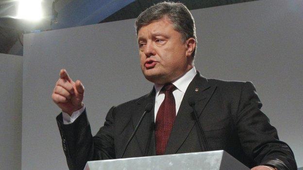 Ukrainian President Petro Poroshenko speaking during parliamentary elections in Kiev, Ukraine on 26 October 2014