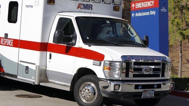 Ambulance at Emory Hospital, Atlanta, US on 15 Oct 2014