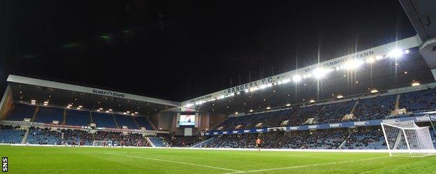 Ibrox is far from full for the match against St Johnstone