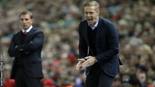 Brendan Rogers and Swansea manager Garry Monk