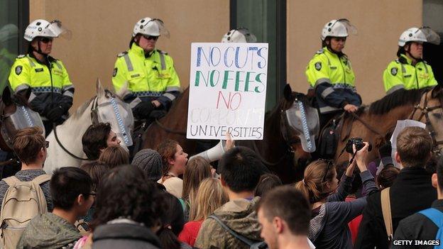 Students protest against university fees in Melbourne. 12 Sept