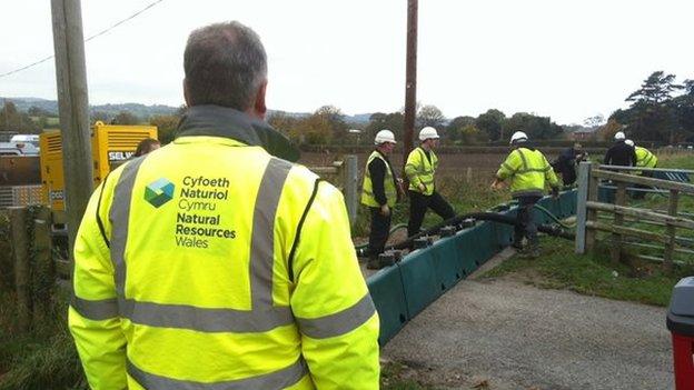 Workers taking part in the flooding exercise