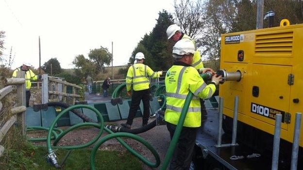 Workers taking part in the flooding exercise