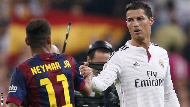 Neymar and Cristiano Ronaldo in the Clasico