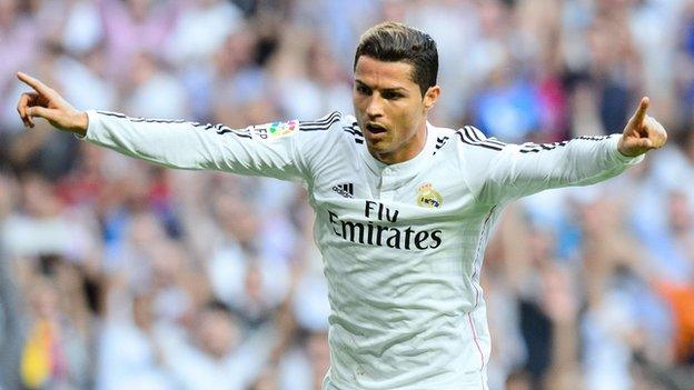 Cristiano Ronaldo celebrates scoring for Real Madrid