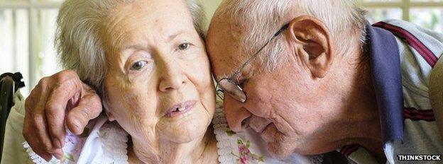 Elderly couple with dementia (posed by models)