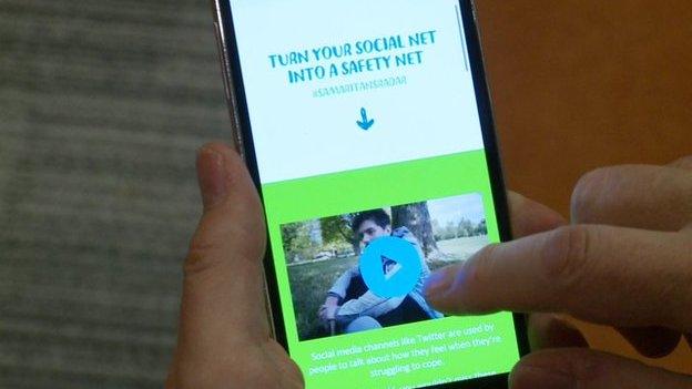 Phone showing the Samaritans Radar app