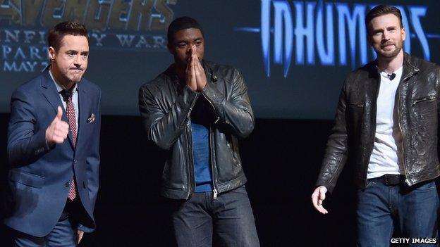 Robert Downey, Jr. Chadwick Boseman and Chris Evans