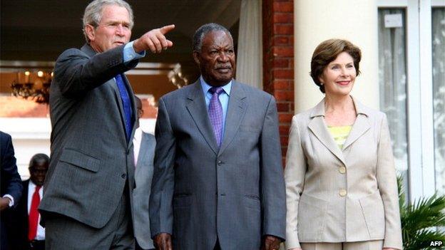 Michael Chilufya Sata, Geroge and Laura Bush