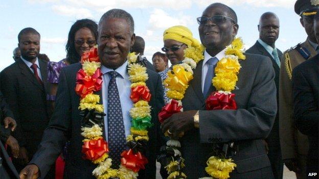 Mr Sata and Zimbabwean President Robert Mugabe during a state visit to Harare