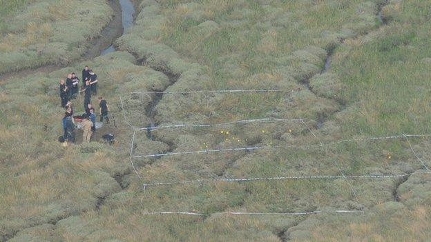Police officers on Foulness Island