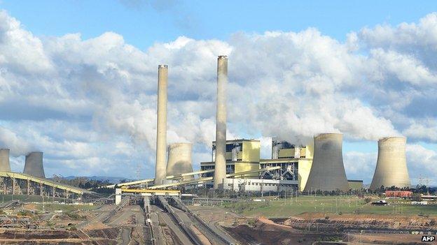 File photo: Conveyor belts carry coal from the open cut mine to the Loy Yang B power station in the Latrobe Valley, 150km east of Melbourne, 13 August 2009