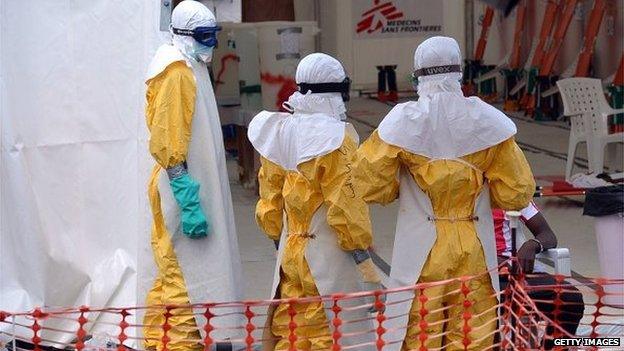 Ebola workers in Monrovia, Liberia