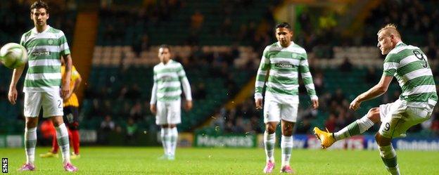 John Guidetti scores for Celtic against Partick Thistle