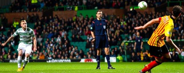 John Guidetti scores for Celtic against Partick Thistle