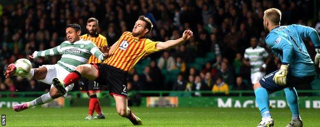 Emilio Izaguirre scores for Celtic against Partick Thistle