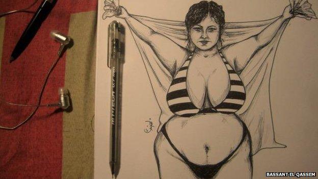 One of Bassant El Qassem's drawings of a woman
