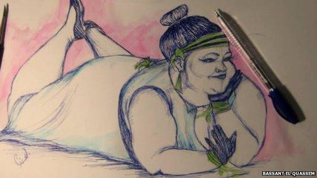 One of Bassant El Qassem's drawings of a woman