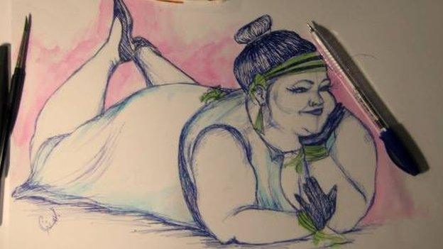 One of Bassant El Qassem's drawings of a woman