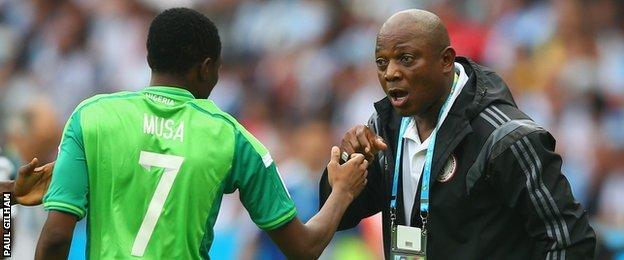 Ahmed Musa and Stephen Keshi (right)