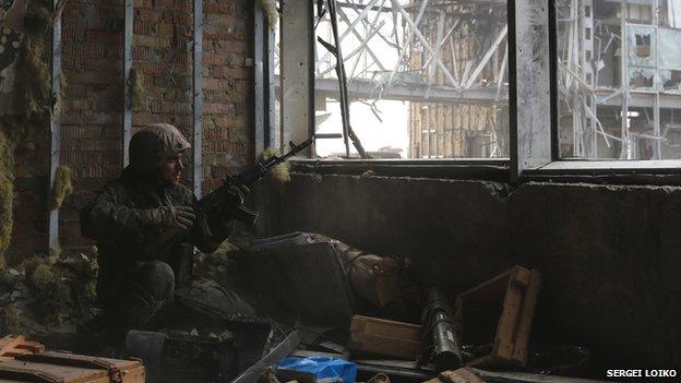 Fighter in Donetsk airport