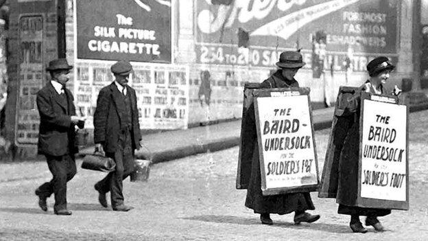 Baird used sandwich-women to advertise his undersocks