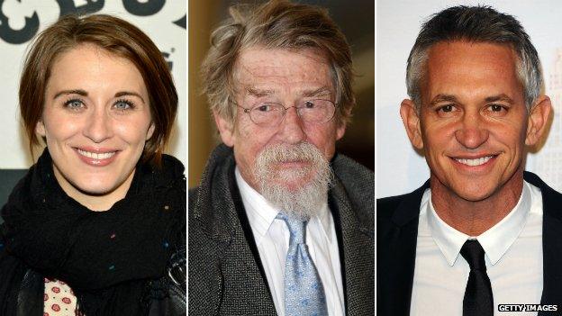 Vicky McClure, John Hurt and Gary Lineker