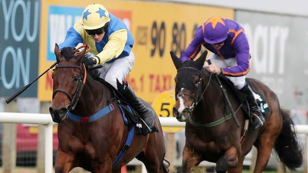 Little King Robin, ridden by Mark Walsh, holds off Arctic Fire to win at Down Royal