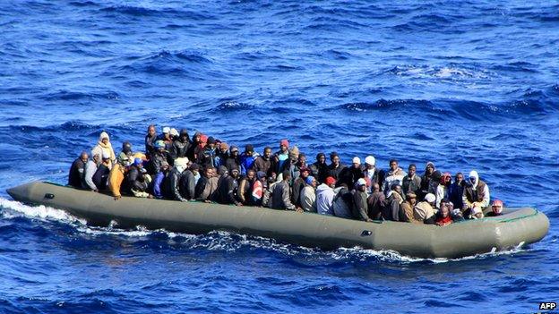 Crowded migrant boat, file pic