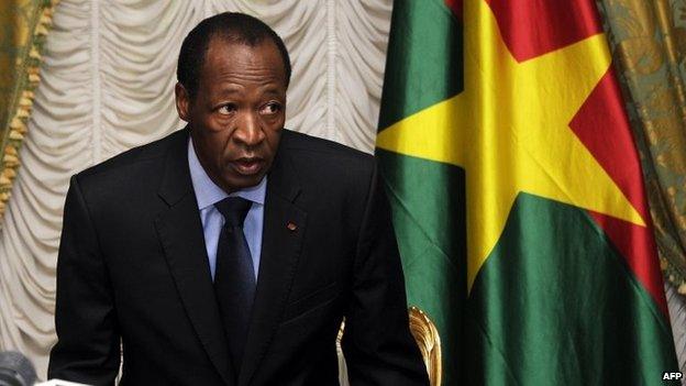 File photo: Burkina Faso's President Blaise Compaore in Ouagadougou, 26 July 2014