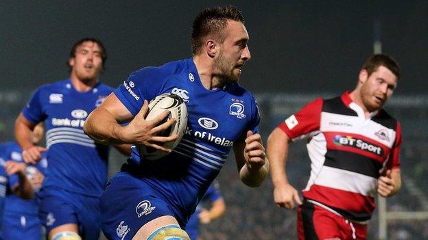 Jack Conan runs through some weak tackling to score Leinster's second try against Edinburgh